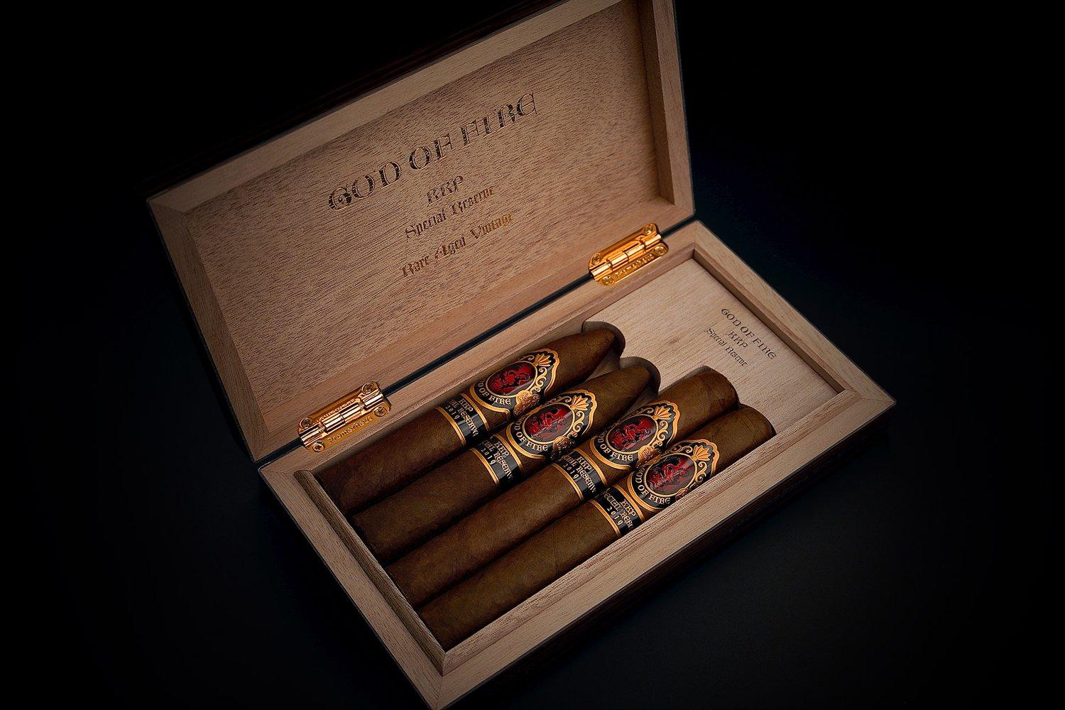 Fuente God of Fire KKP Special Reserve 4 cigar sampler & humidor